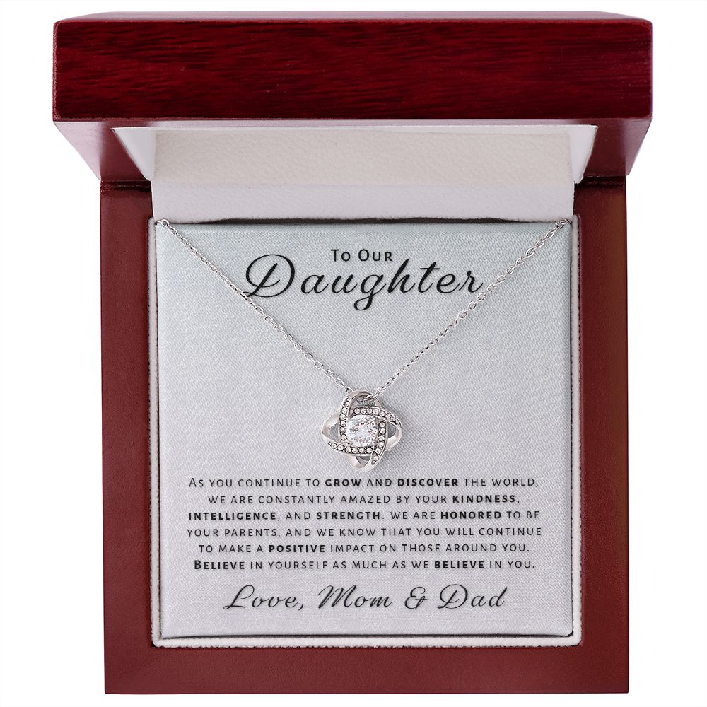 Gift for Daughter From Mom & Dad - Honored Love Knot Necklace