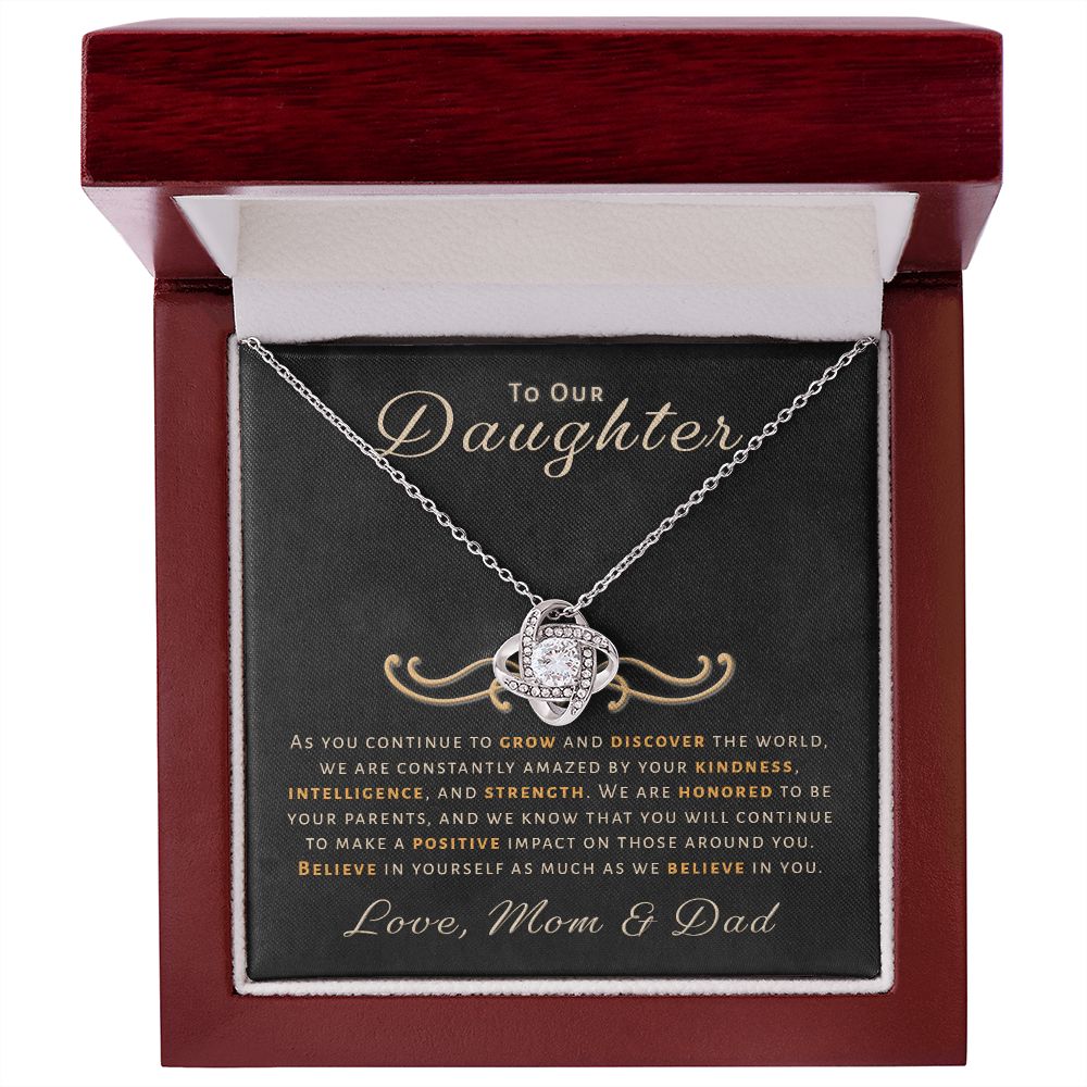 Gift for Daughter From Mom & Dad - Honored Love Knot Necklace