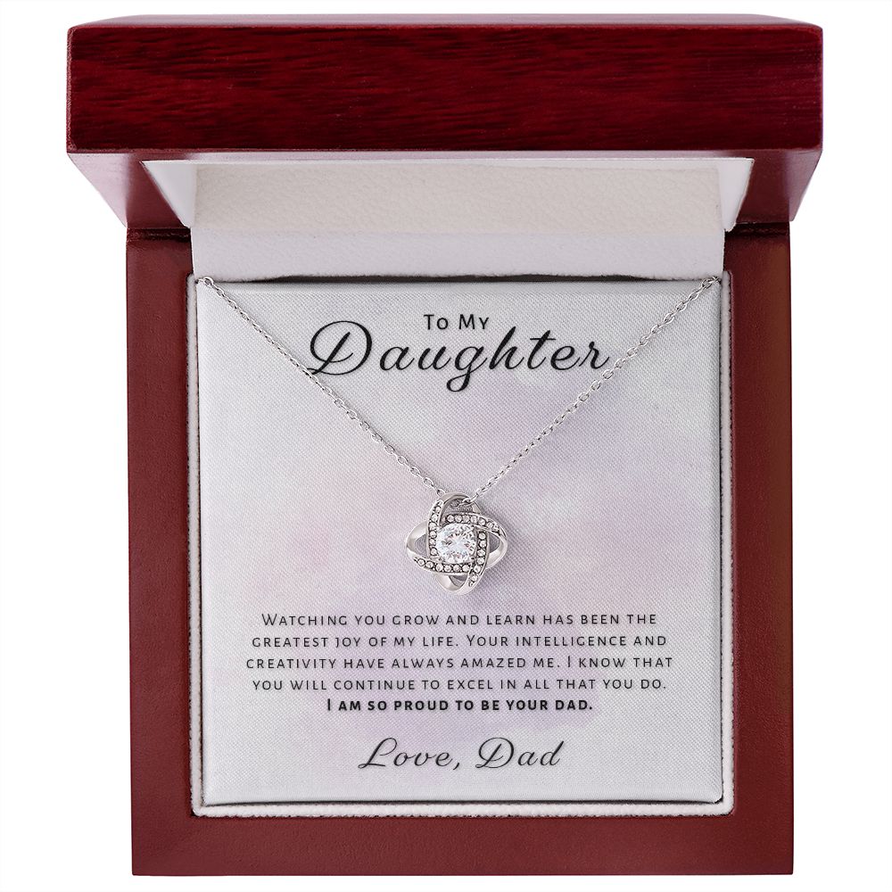 Gift for Daughter From Dad - Greatest Joy Love Knot Necklace