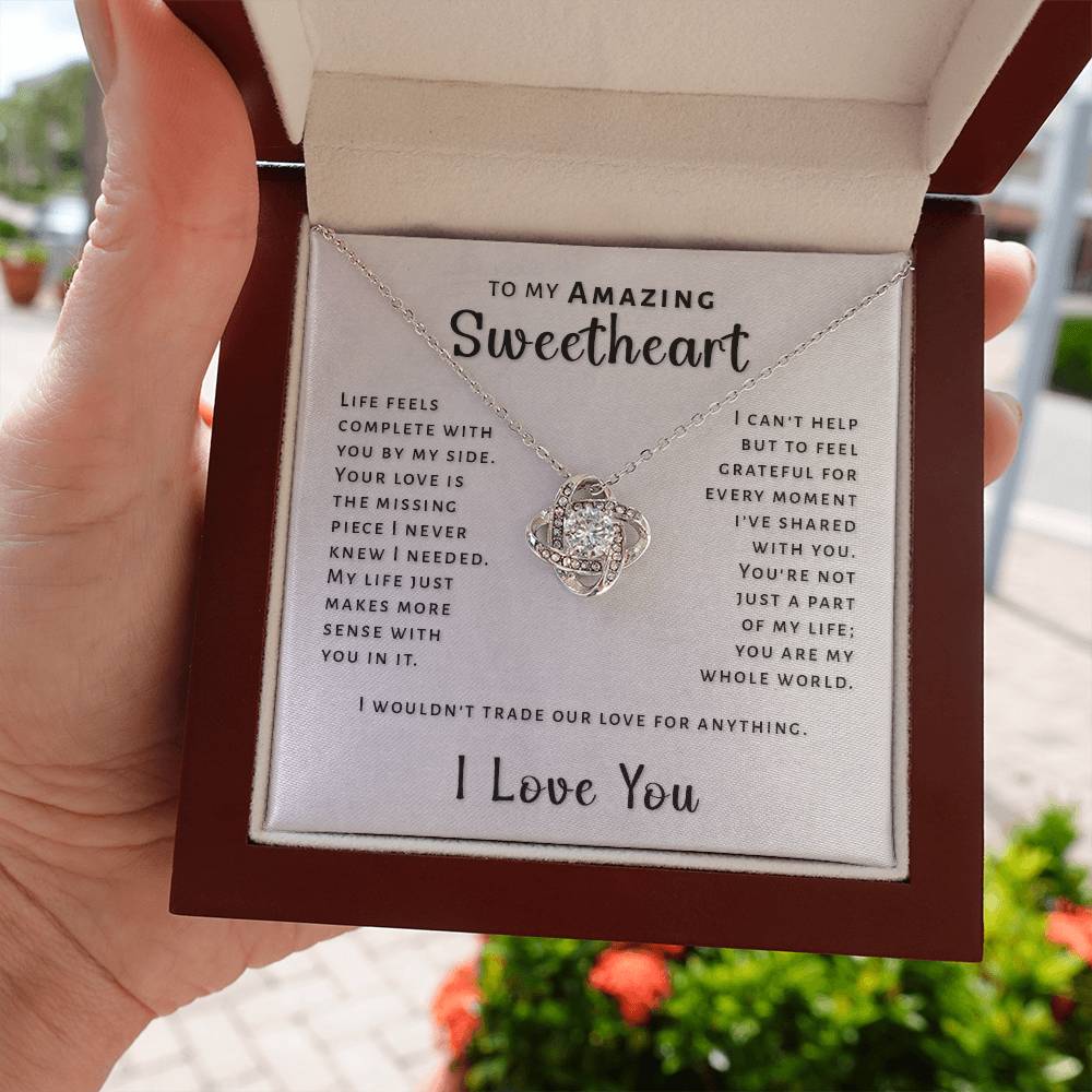 Gift For Sweetheart - Life Feels Complete With You Love Knot Necklace