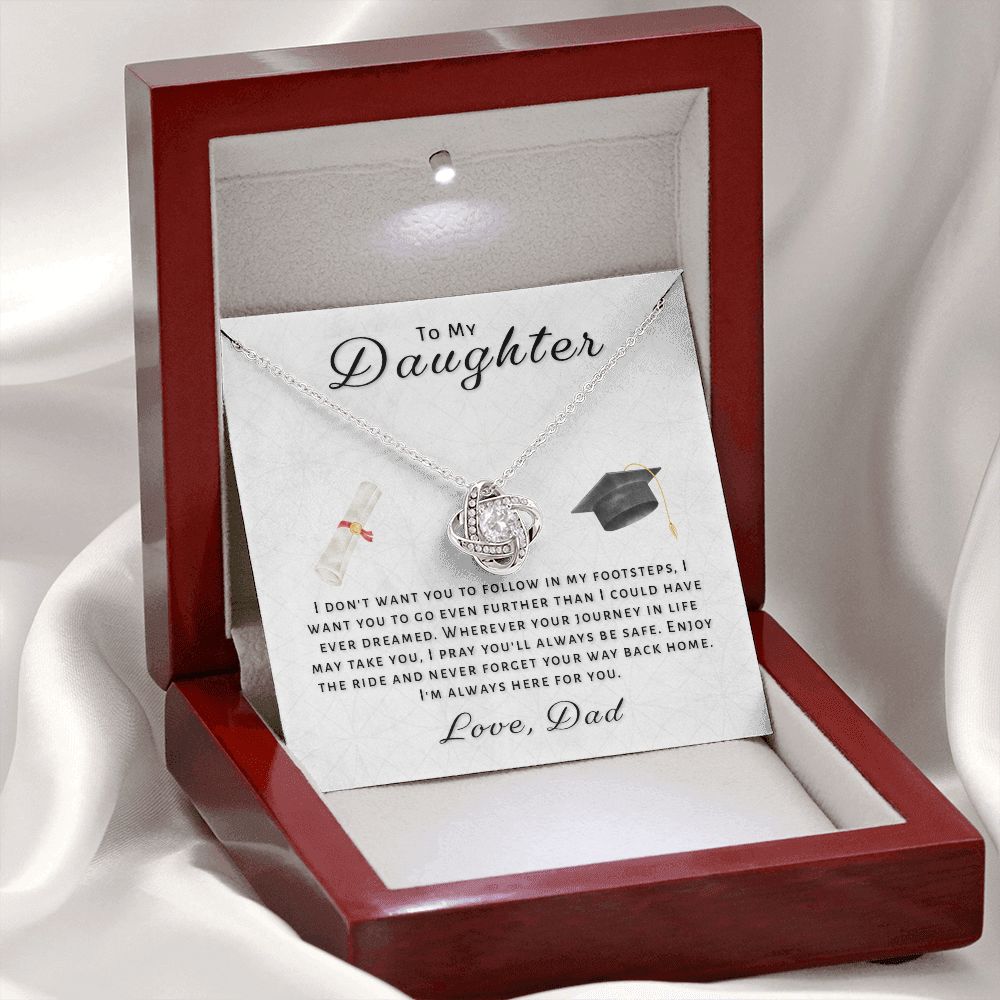 Gift For Daughter From Dad - Go Further Grad Love Knot Necklace