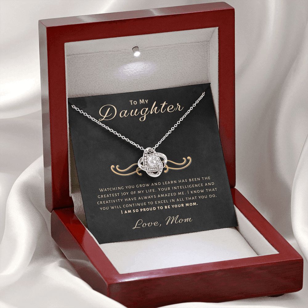 Gift for Daughter From Mom - Greatest Joy Love Knot Necklace