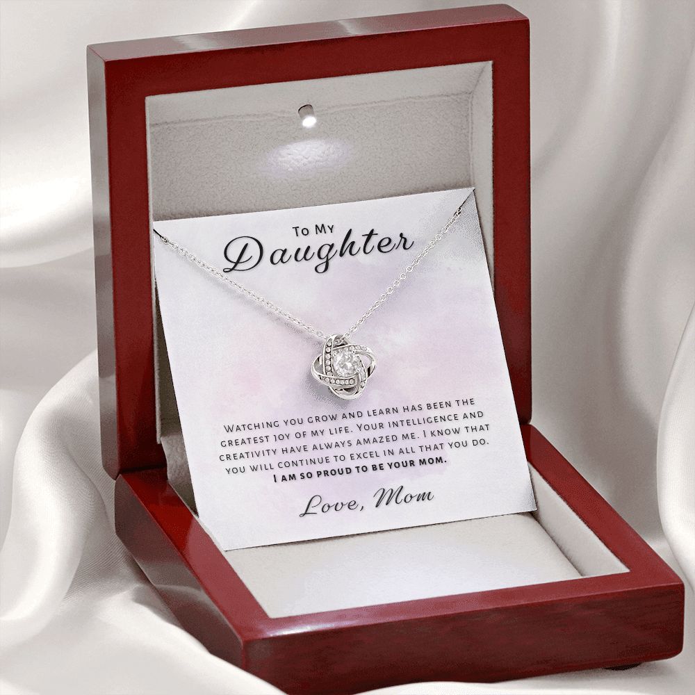 Gift for Daughter From Mom - Greatest Joy Love Knot Necklace