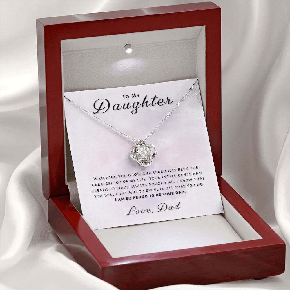 Gift for Daughter From Dad - Greatest Joy Love Knot Necklace