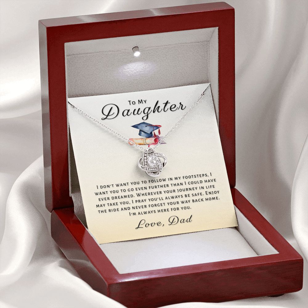 Gift For Daughter From Dad - Go Further Grad Love Knot Necklace