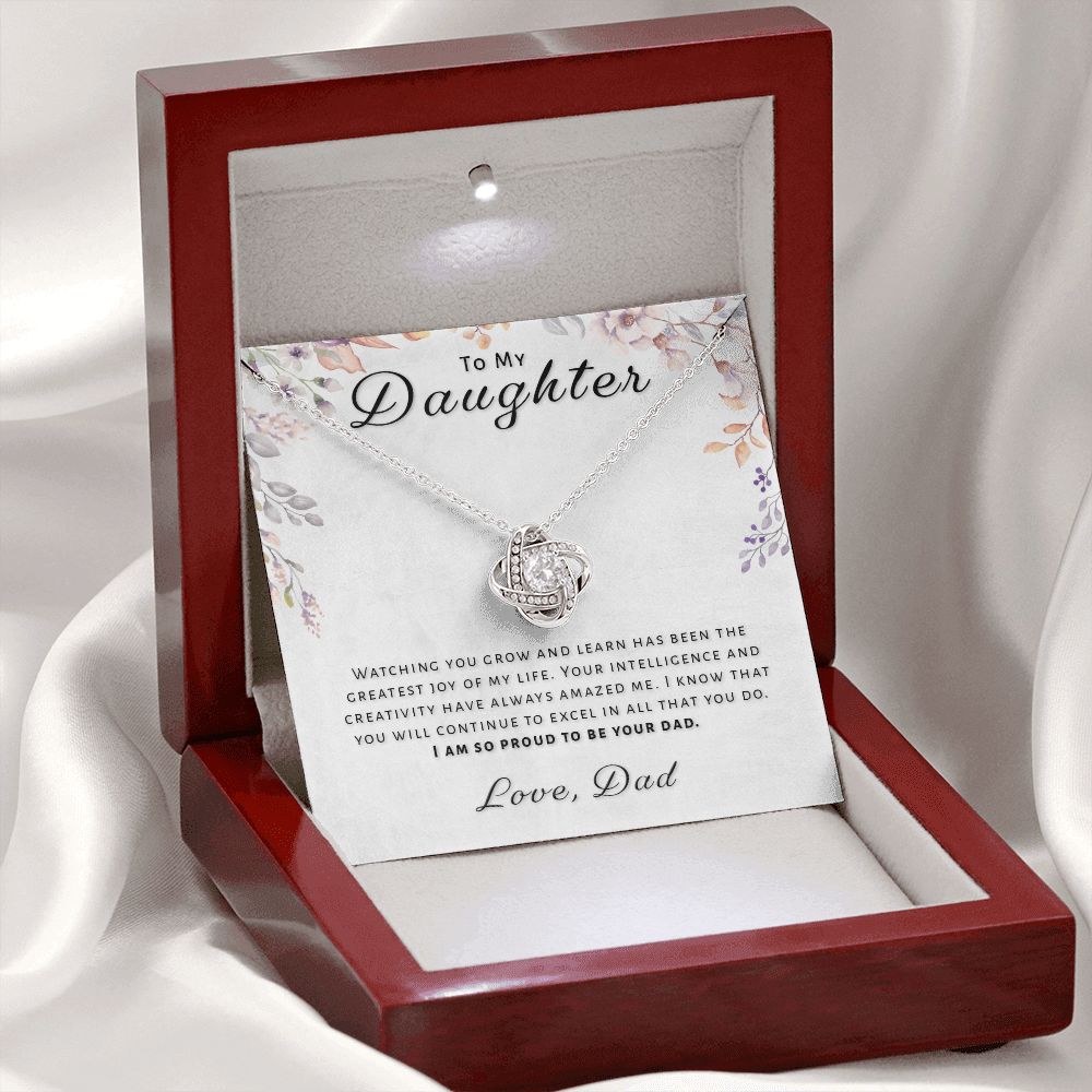 Gift for Daughter From Dad - Greatest Joy Love Knot Necklace