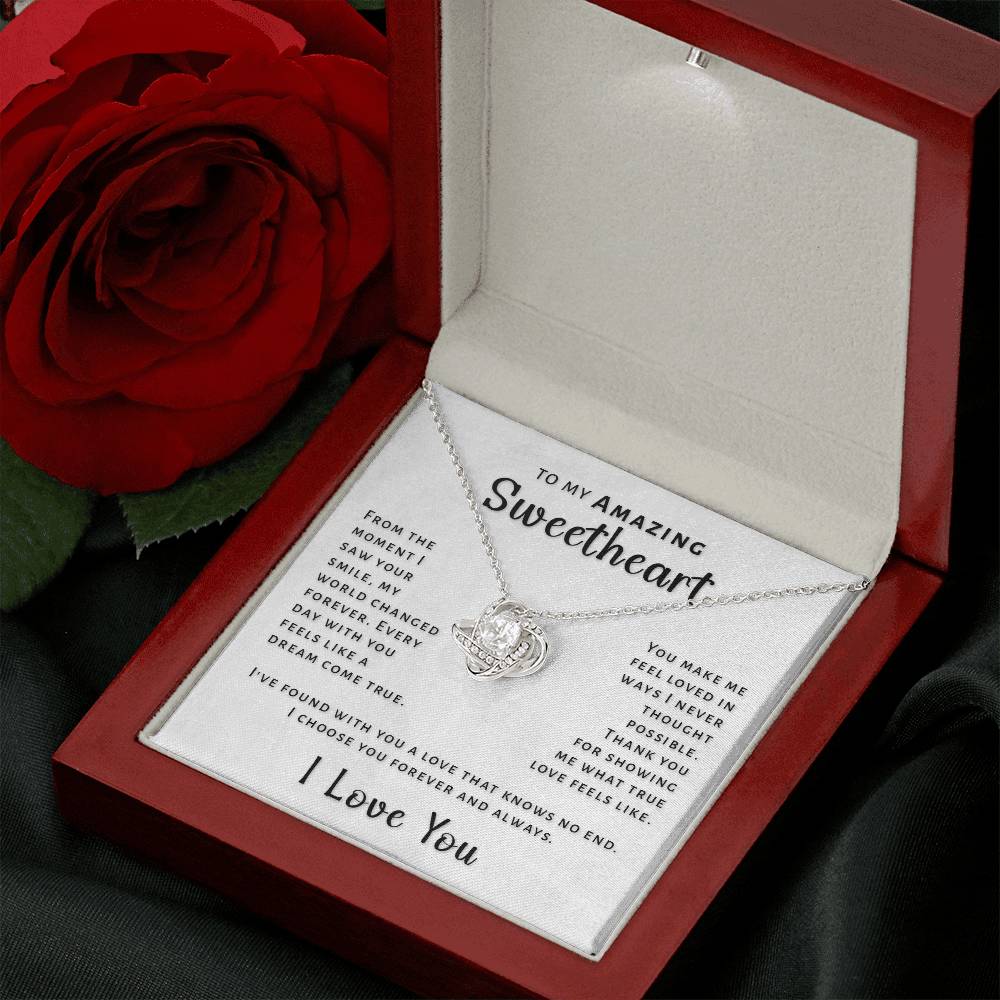 Gift For Sweetheart - Moment I Saw Your Smile Love Knot Necklace