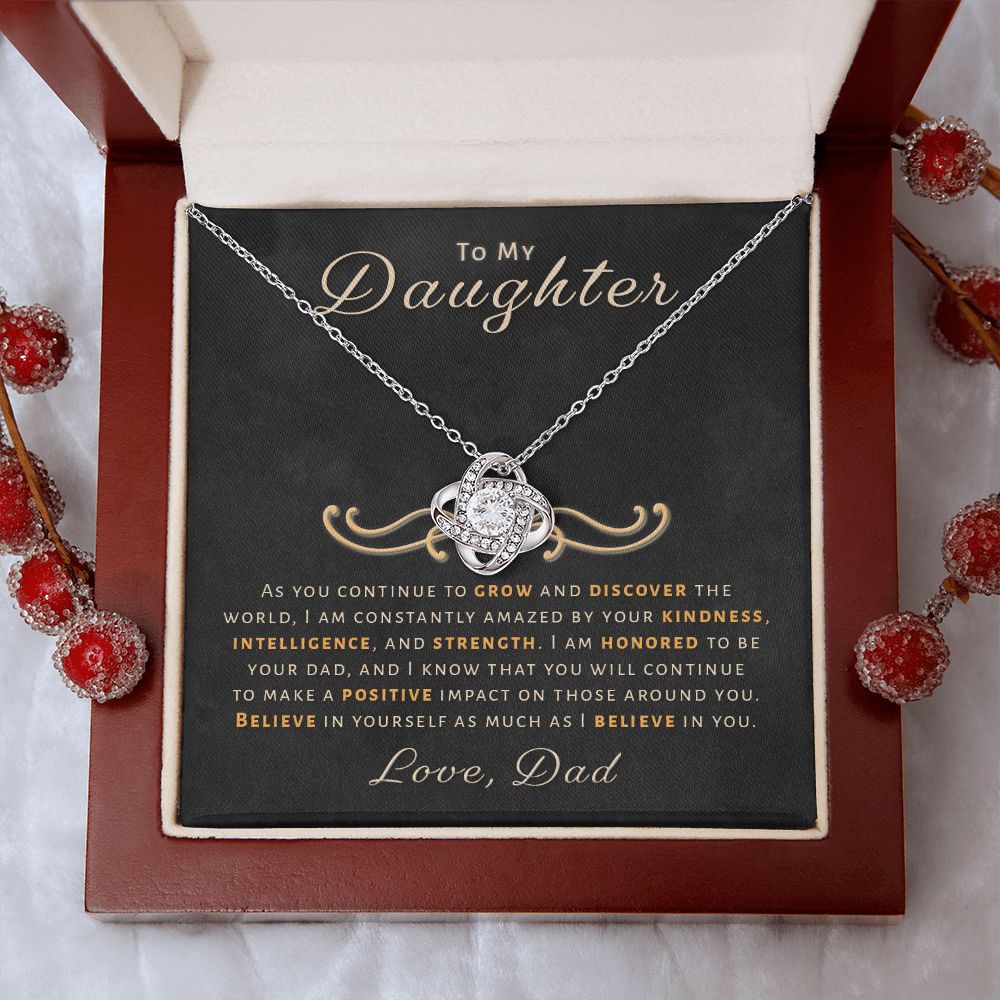 Gift for Daughter From Dad - Honored Love Knot Necklace