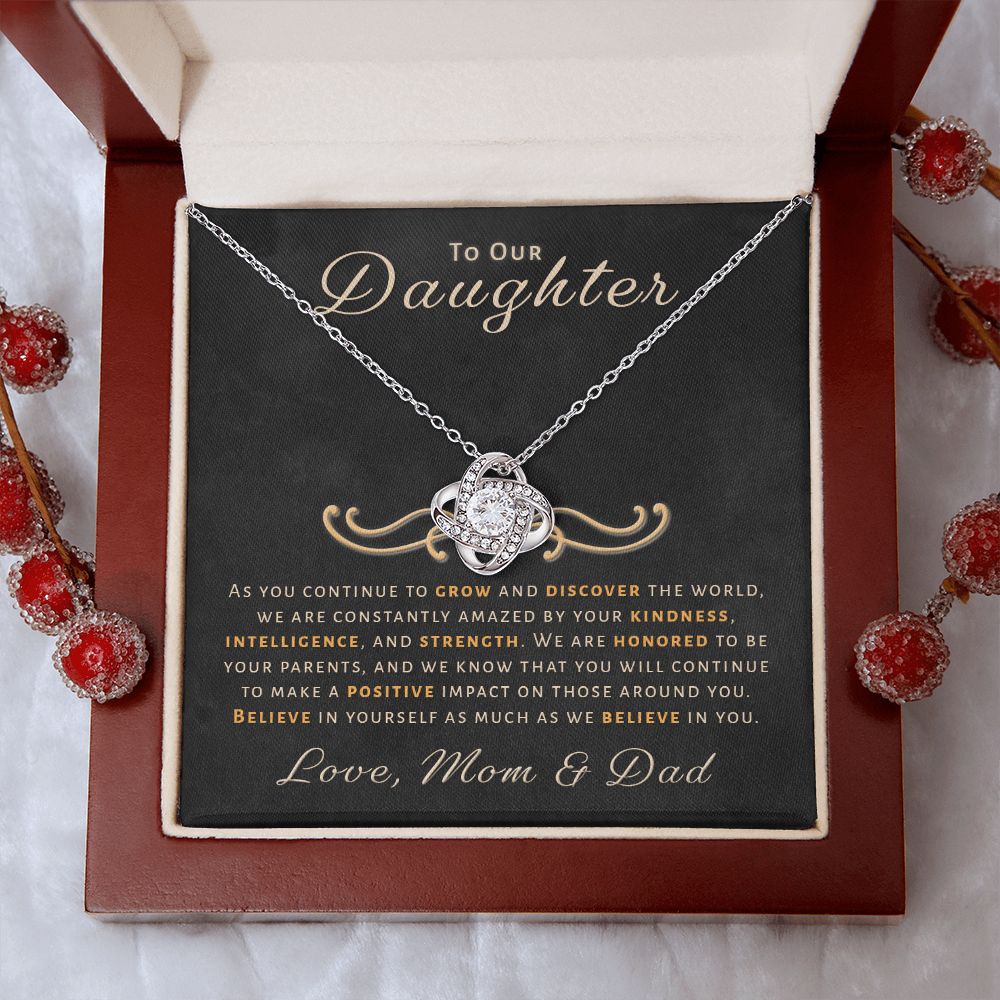 Gift for Daughter From Mom & Dad - Honored Love Knot Necklace