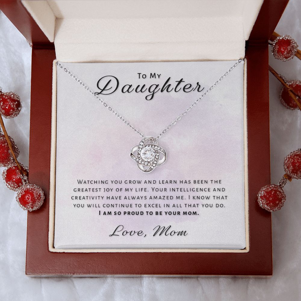 Gift for Daughter From Mom - Greatest Joy Love Knot Necklace