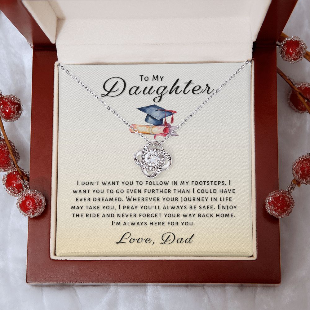 Gift For Daughter From Dad - Go Further Grad Love Knot Necklace