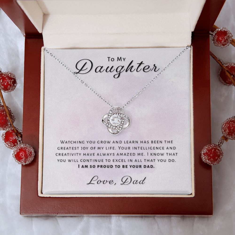 Gift for Daughter From Dad - Greatest Joy Love Knot Necklace