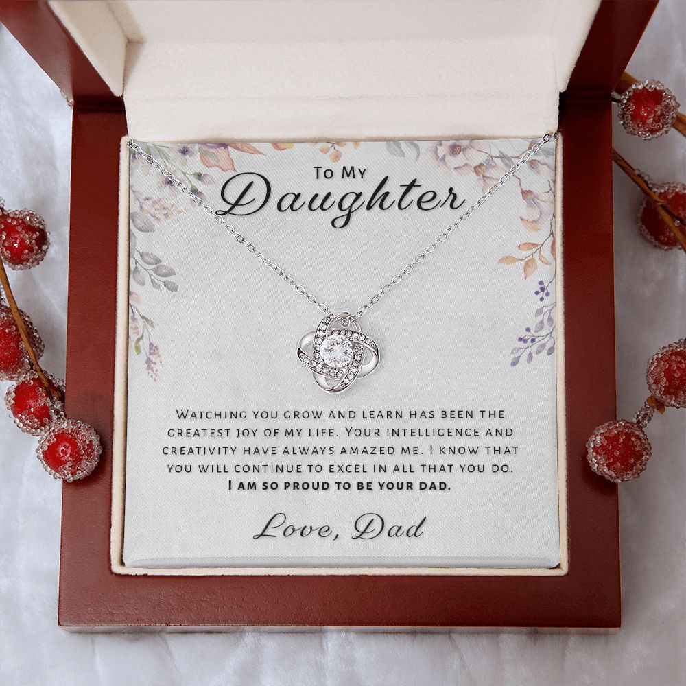 Gift for Daughter From Dad - Greatest Joy Love Knot Necklace