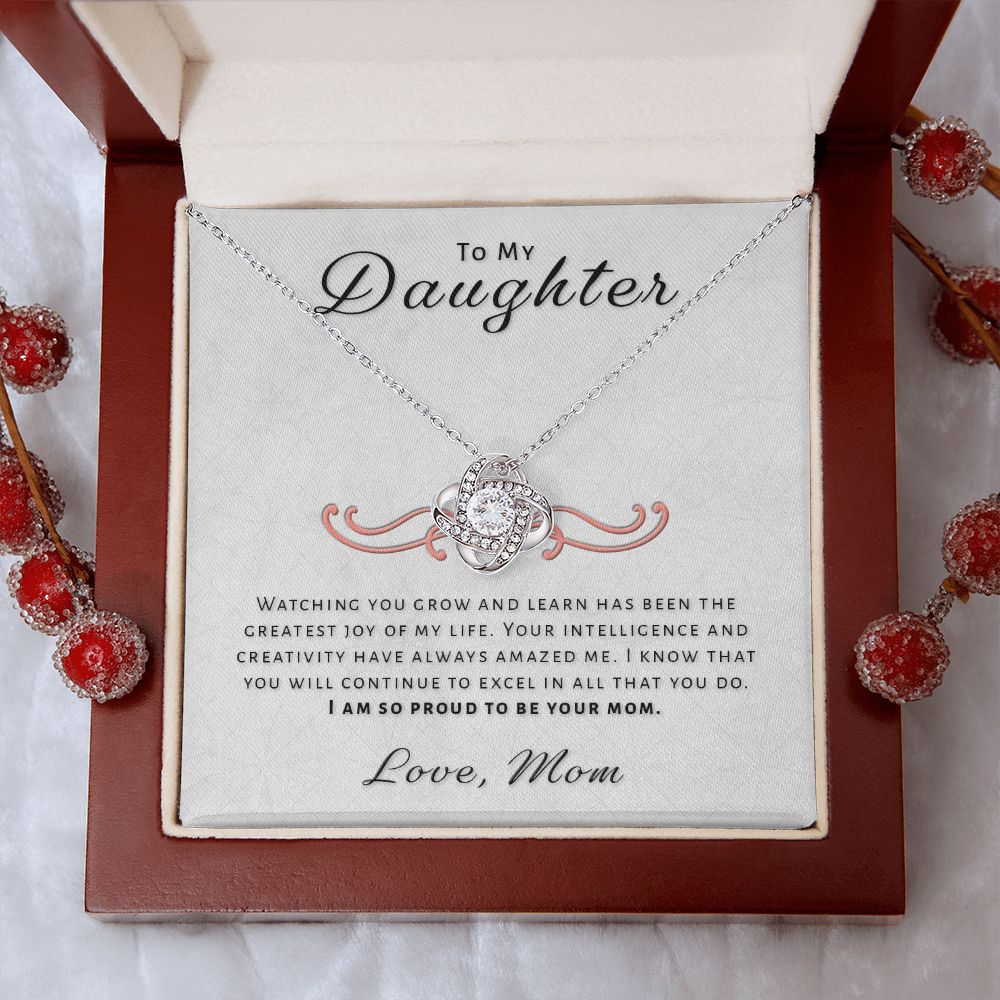 Gift for Daughter From Mom - Greatest Joy Love Knot Necklace