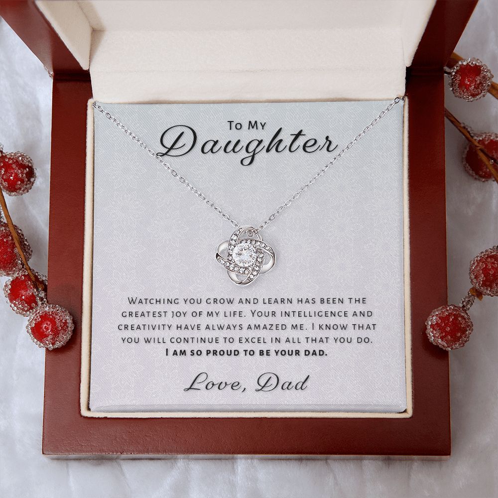 Gift for Daughter From Dad - Greatest Joy Love Knot Necklace