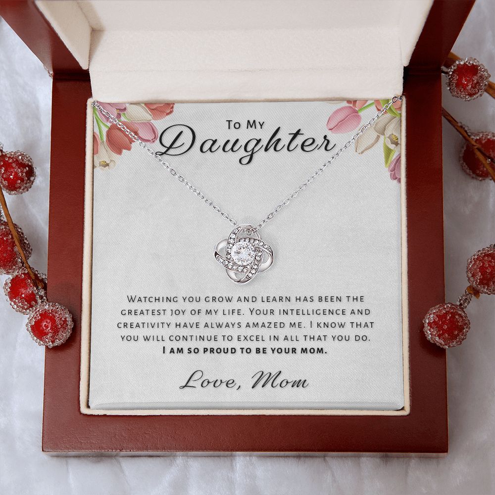 Gift for Daughter From Mom - Greatest Joy Love Knot Necklace