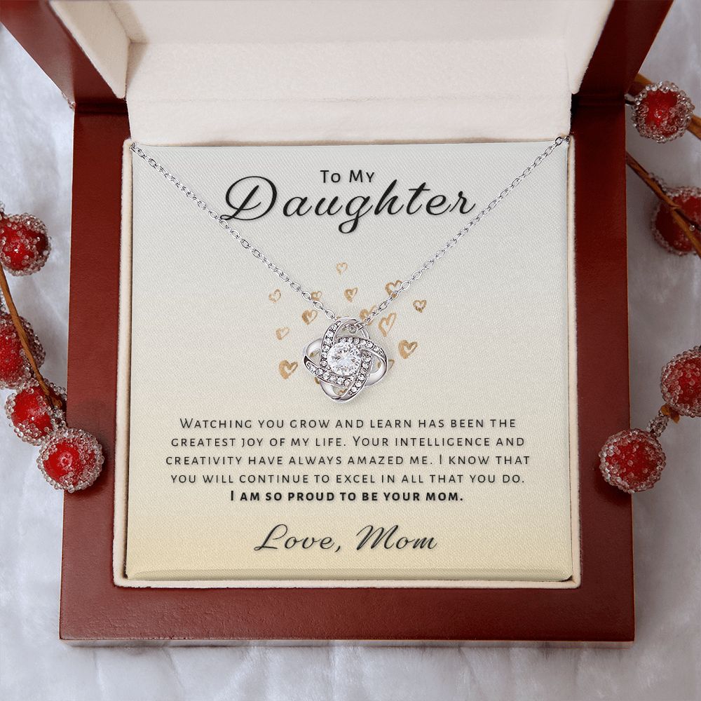 Gift for Daughter From Mom - Greatest Joy Love Knot Necklace