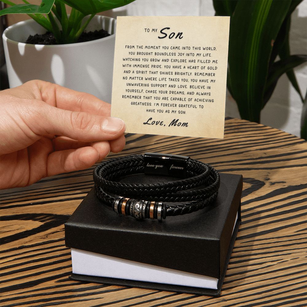 Gift for Son From Mom - Achieve Greatness Love You Forever Bracelet