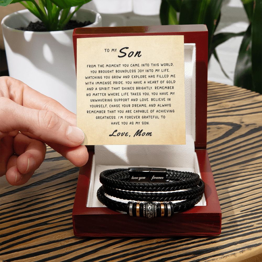 Gift for Son From Mom - Achieve Greatness Love You Forever Bracelet