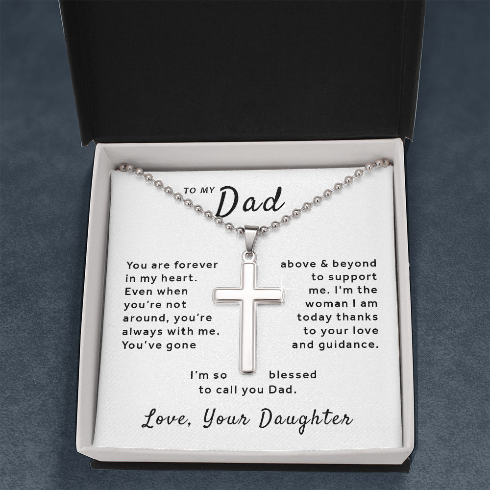 Gift For Dad From Daughter - Blessed to Call You Dad Stainless Cross Necklace