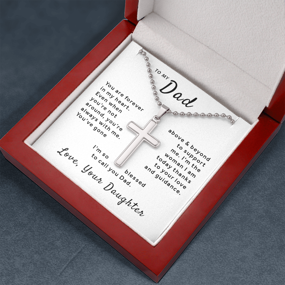 Gift For Dad From Daughter - Blessed to Call You Dad Stainless Cross Necklace