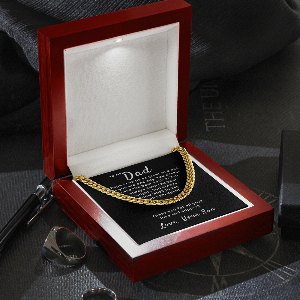 Gift For Dad From Son - Be As Great As You Cuban Link Chain - Black