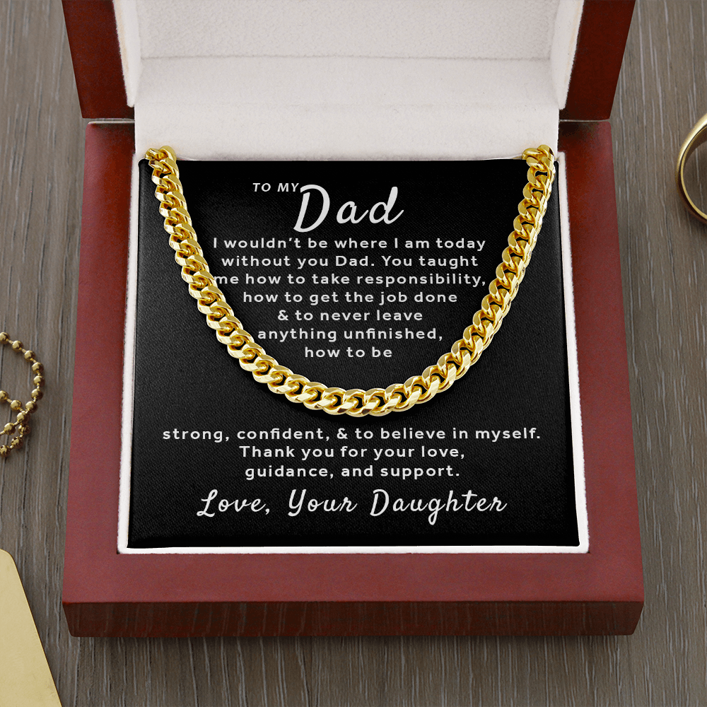 Gift For Dad From Daughter - You Taught Me Cuban Link Chain - Black