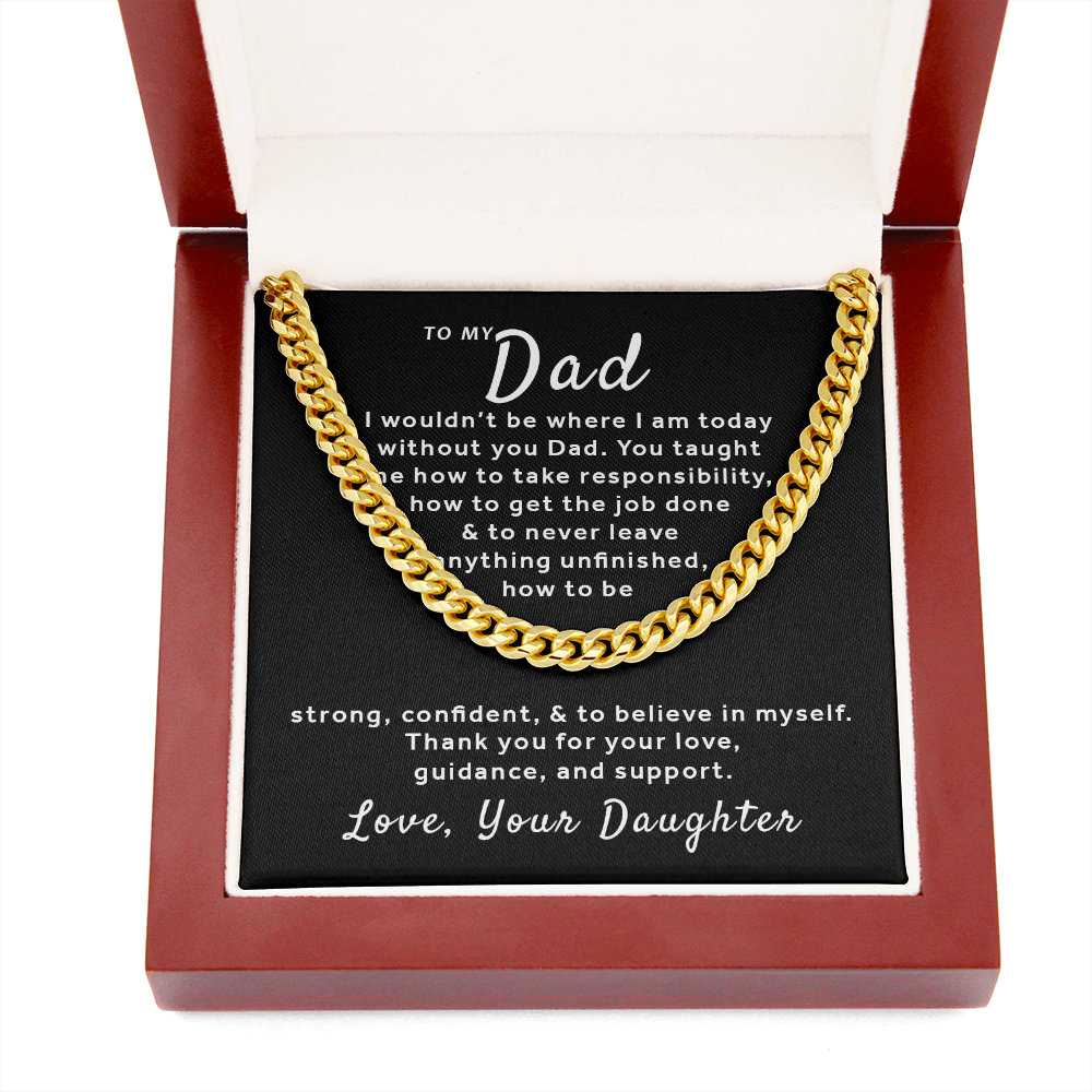 Gift For Dad From Daughter - You Taught Me Cuban Link Chain - Black