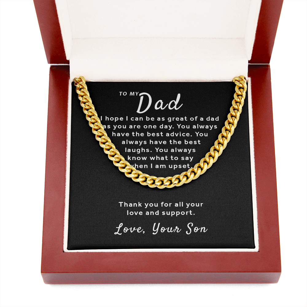 Gift For Dad From Son - Be As Great As You Cuban Link Chain - Black