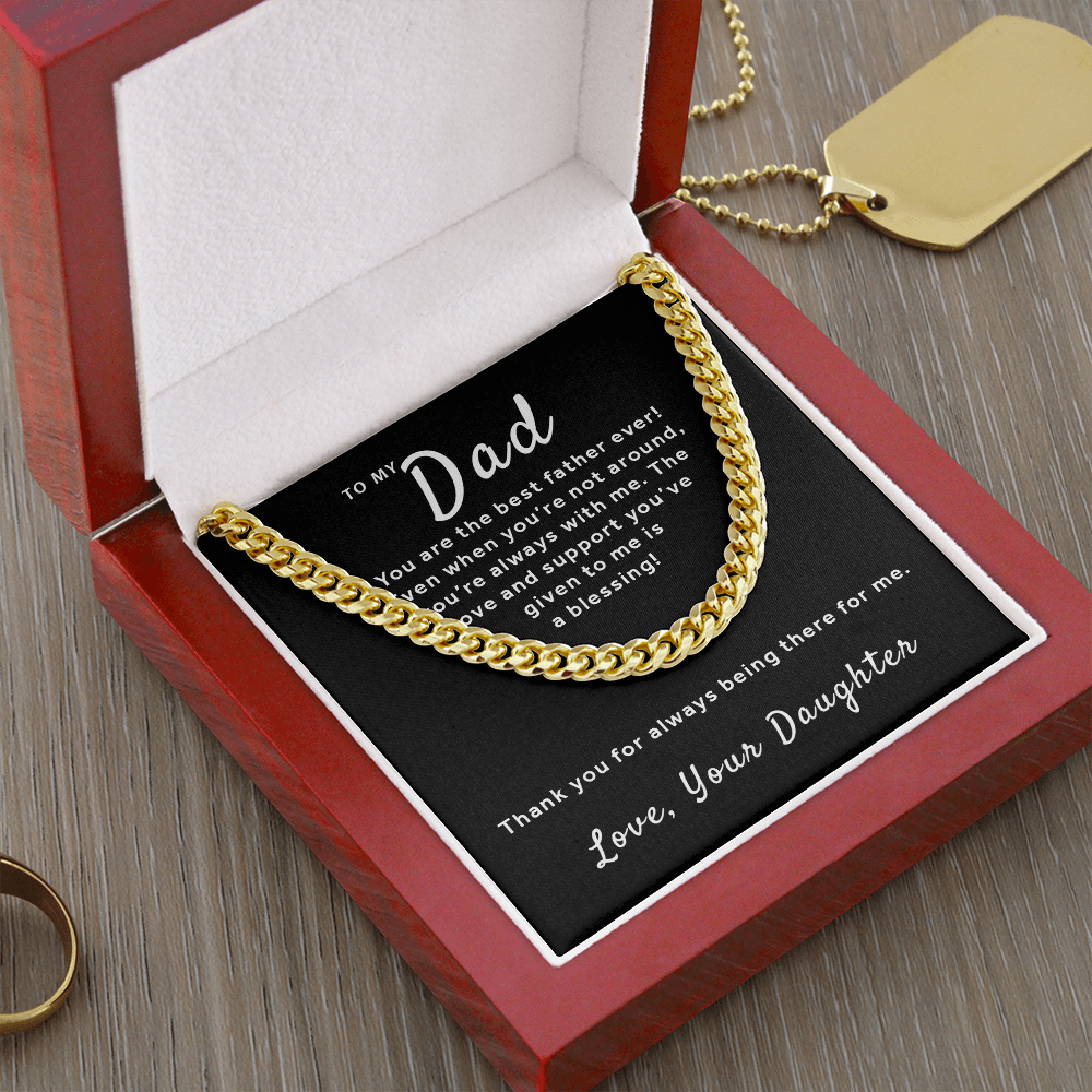 Gift For Dad From Daughter - Best Father Cuban Link Chain - Black