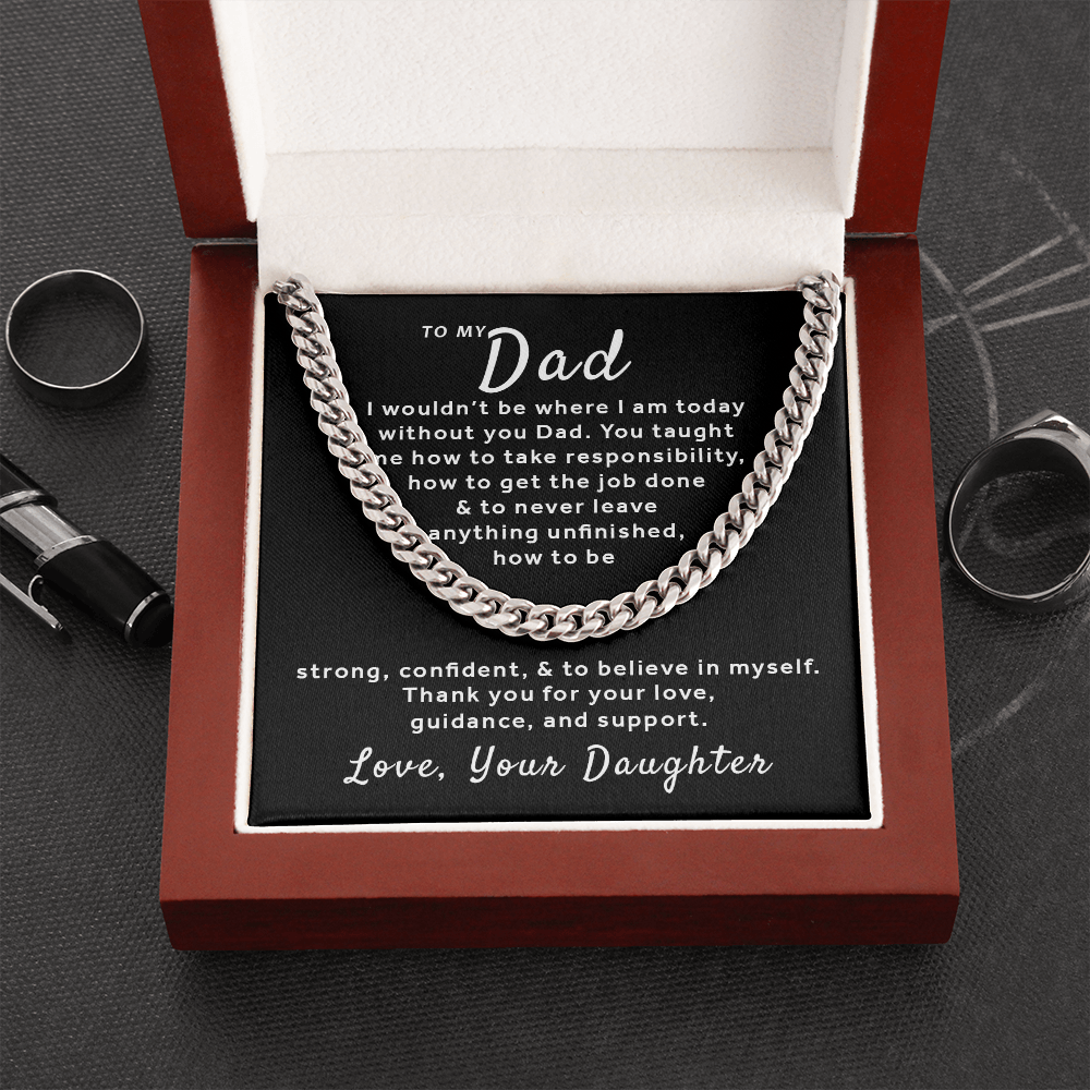 Gift For Dad From Daughter - You Taught Me Cuban Link Chain - Black