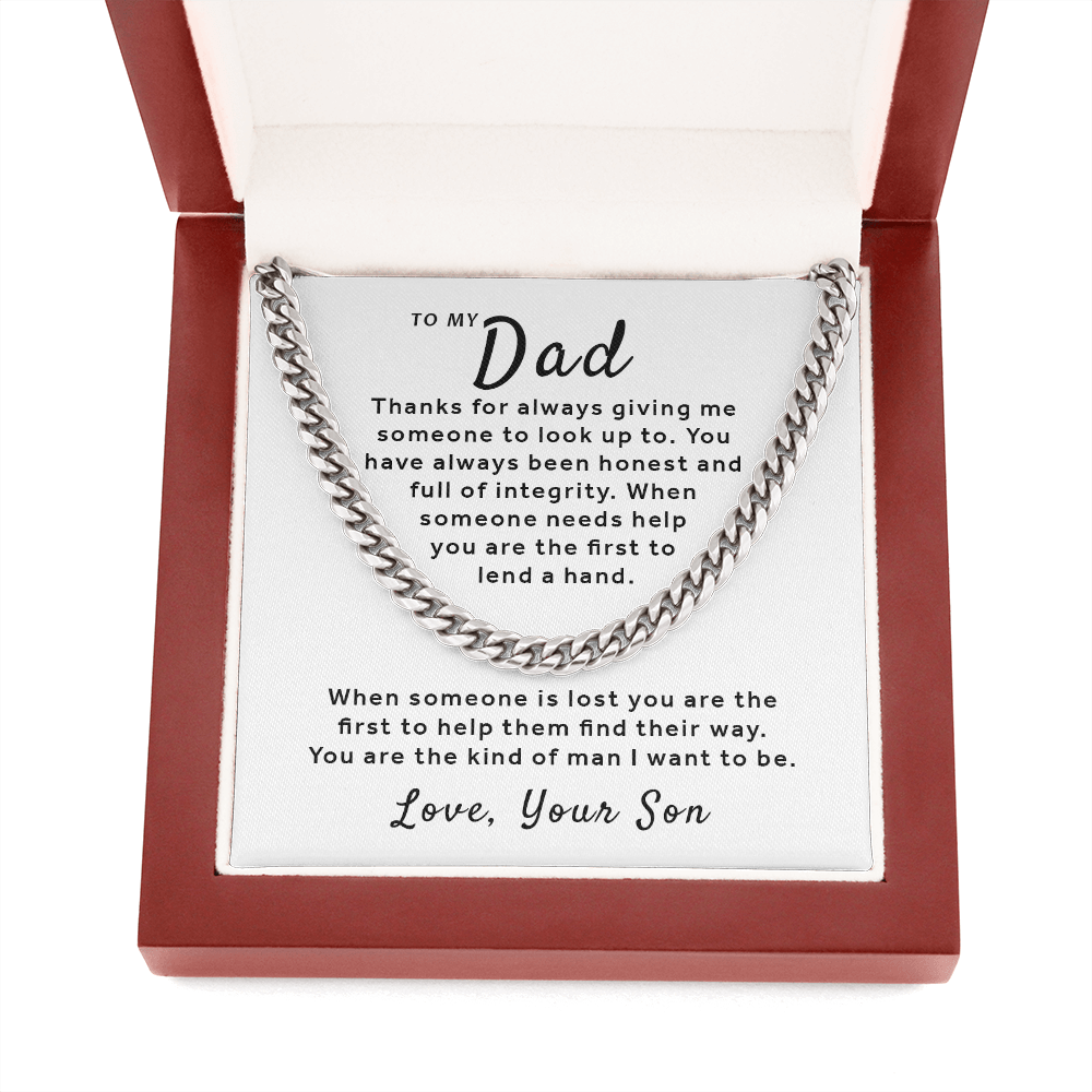 Gift For Dad From Son - Someone To Look Up To Cuban Link Chain