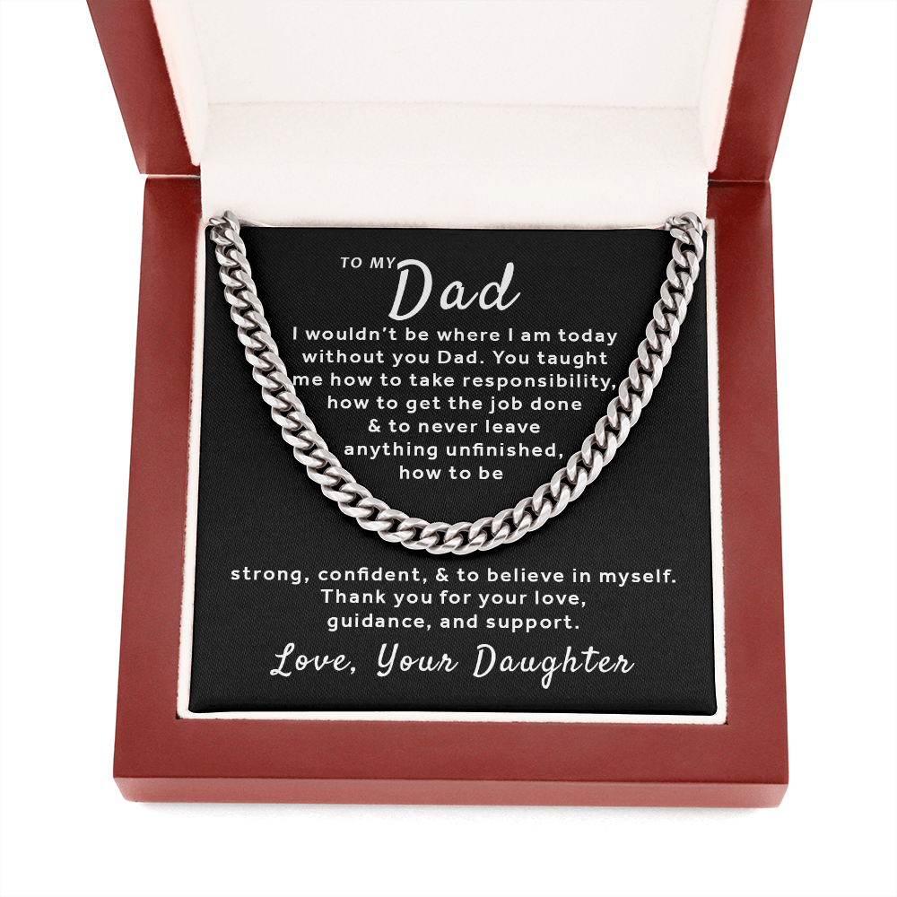 Gift For Dad From Daughter - You Taught Me Cuban Link Chain - Black