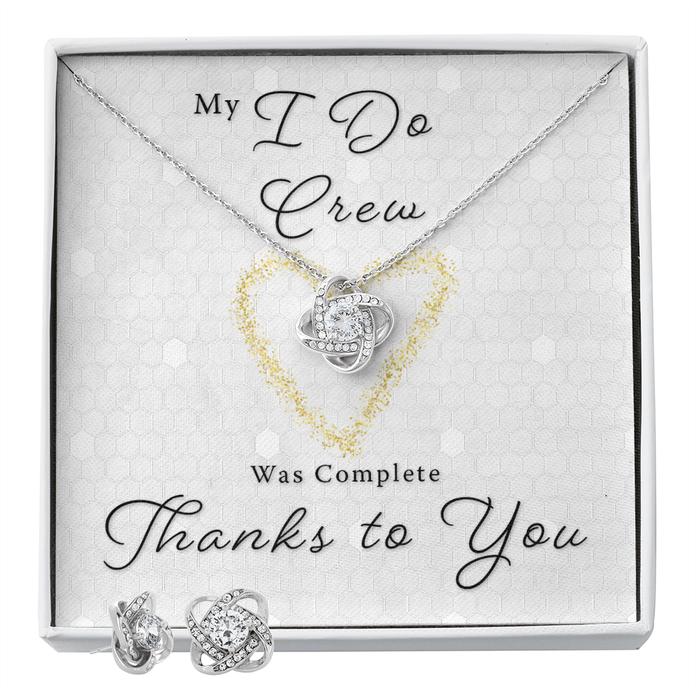 Bridesmaid-MOH Thank You Gift - I Do Crew Love Knot Necklace & Earring Set