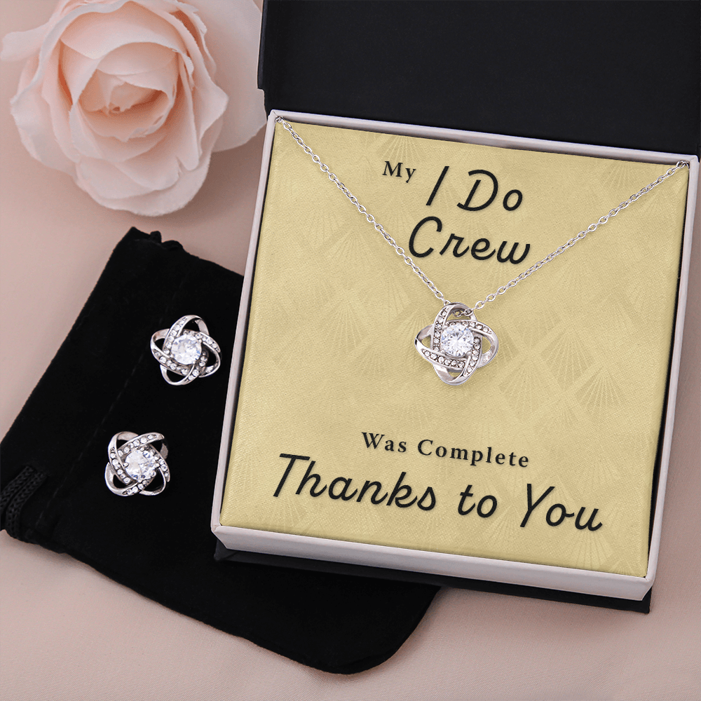 Bridesmaid|MOH Thank You Gift - Bridal Party Love Knot Necklace & Earring Set