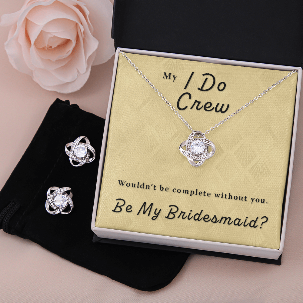 Bridesmaid Proposal Gift - I Do Crew Love Knot Necklace & Earring Set