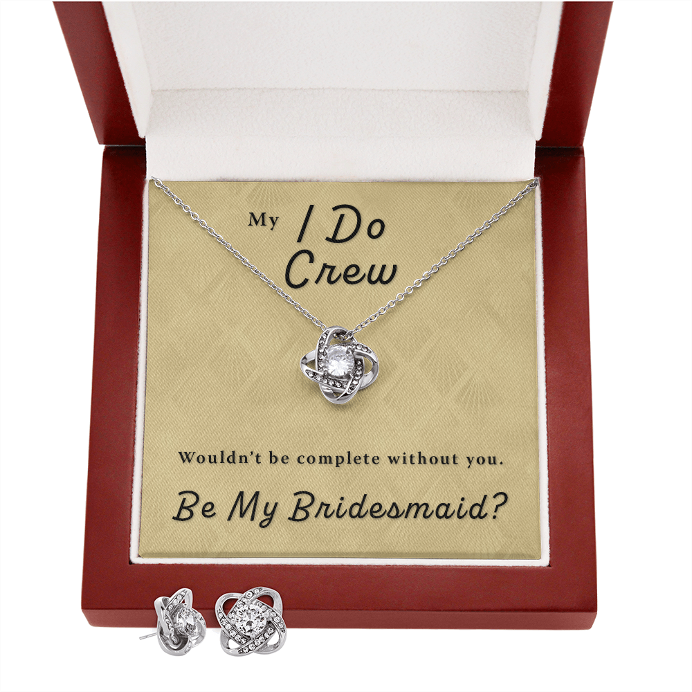 Bridesmaid Proposal Gift - I Do Crew Love Knot Necklace & Earring Set