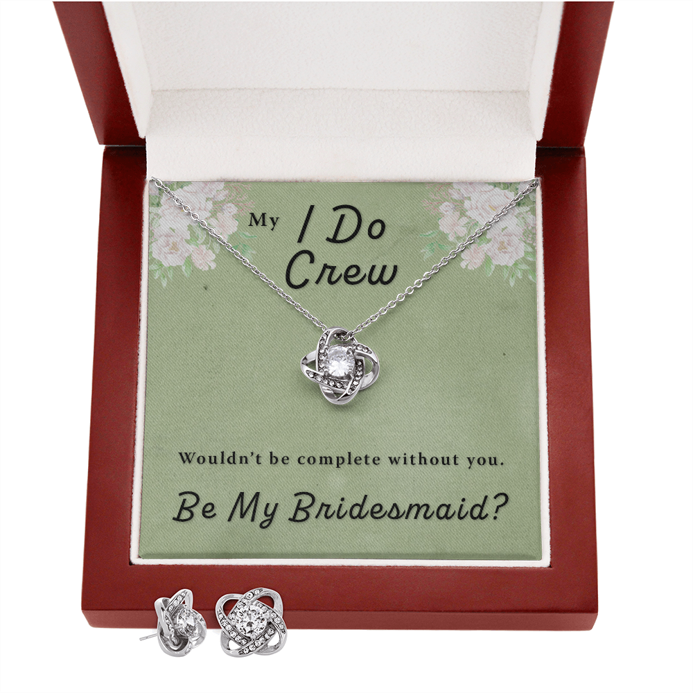 Bridesmaid Proposal Gift - I Do Crew Love Knot Necklace & Earring Set