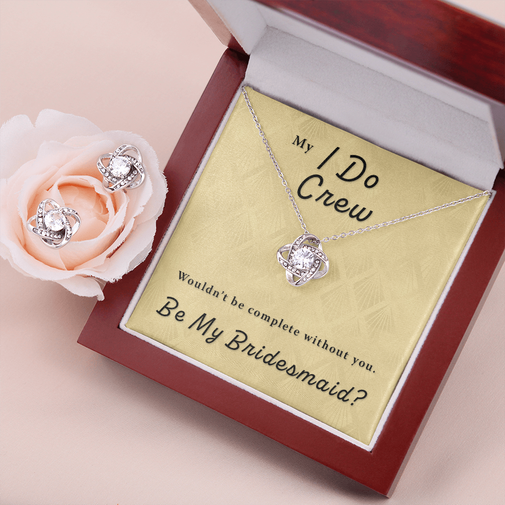 Bridesmaid Proposal Gift - I Do Crew Love Knot Necklace & Earring Set