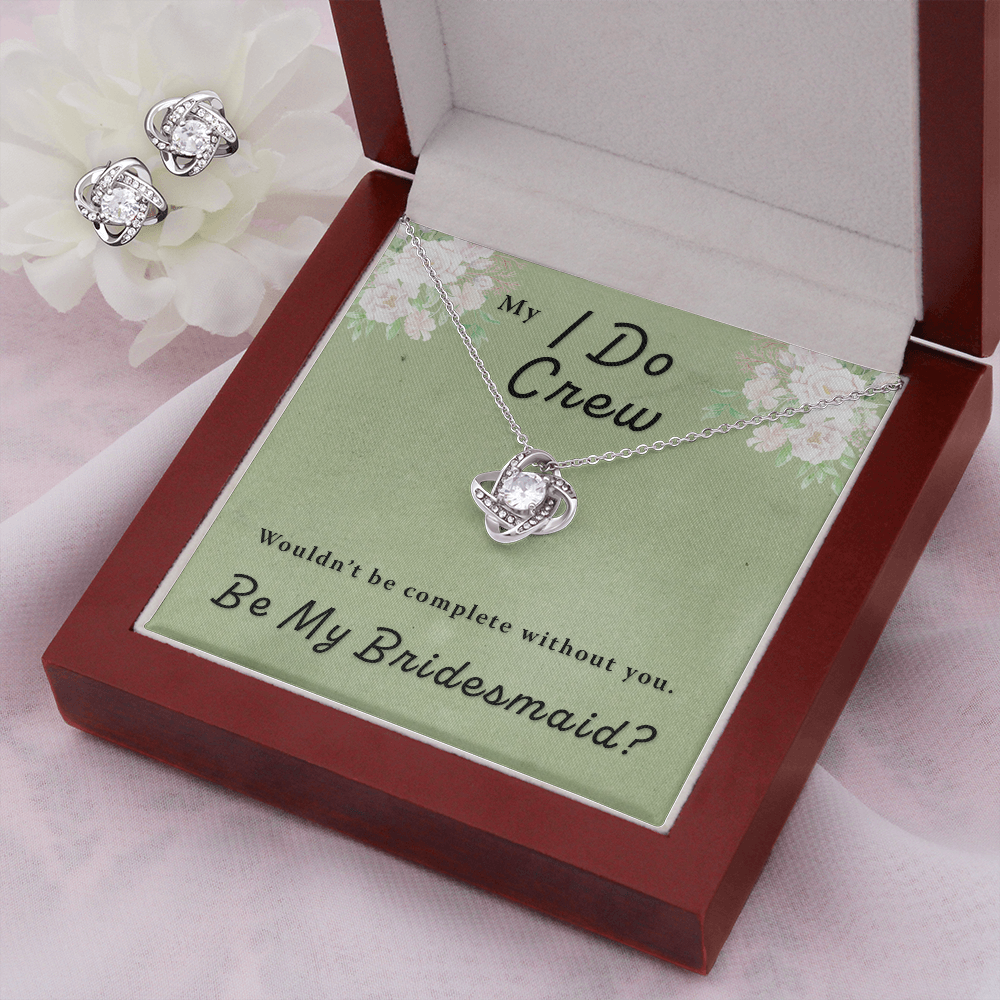 Bridesmaid Proposal Gift - I Do Crew Love Knot Necklace & Earring Set