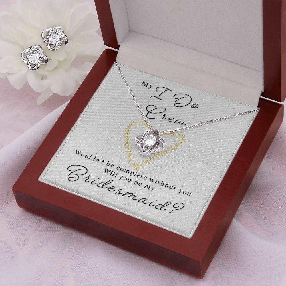 Bridesmaid Proposal Gift - I Do Crew Love Knot Necklace & Earring Set