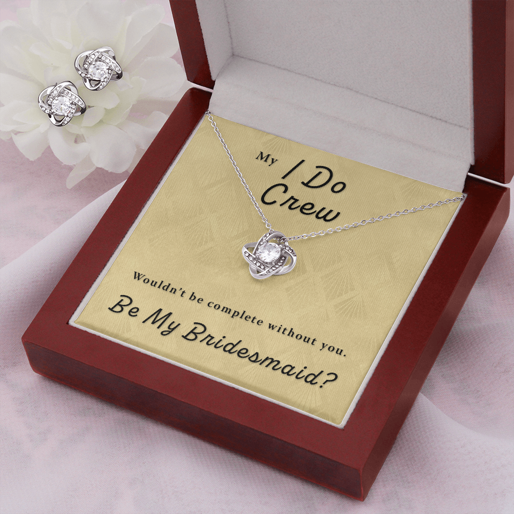 Bridesmaid Proposal Gift - I Do Crew Love Knot Necklace & Earring Set