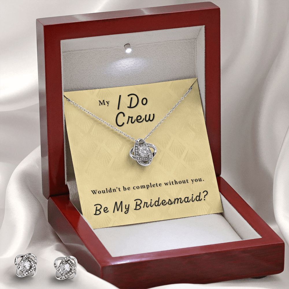 Bridesmaid Proposal Gift - I Do Crew Love Knot Necklace & Earring Set