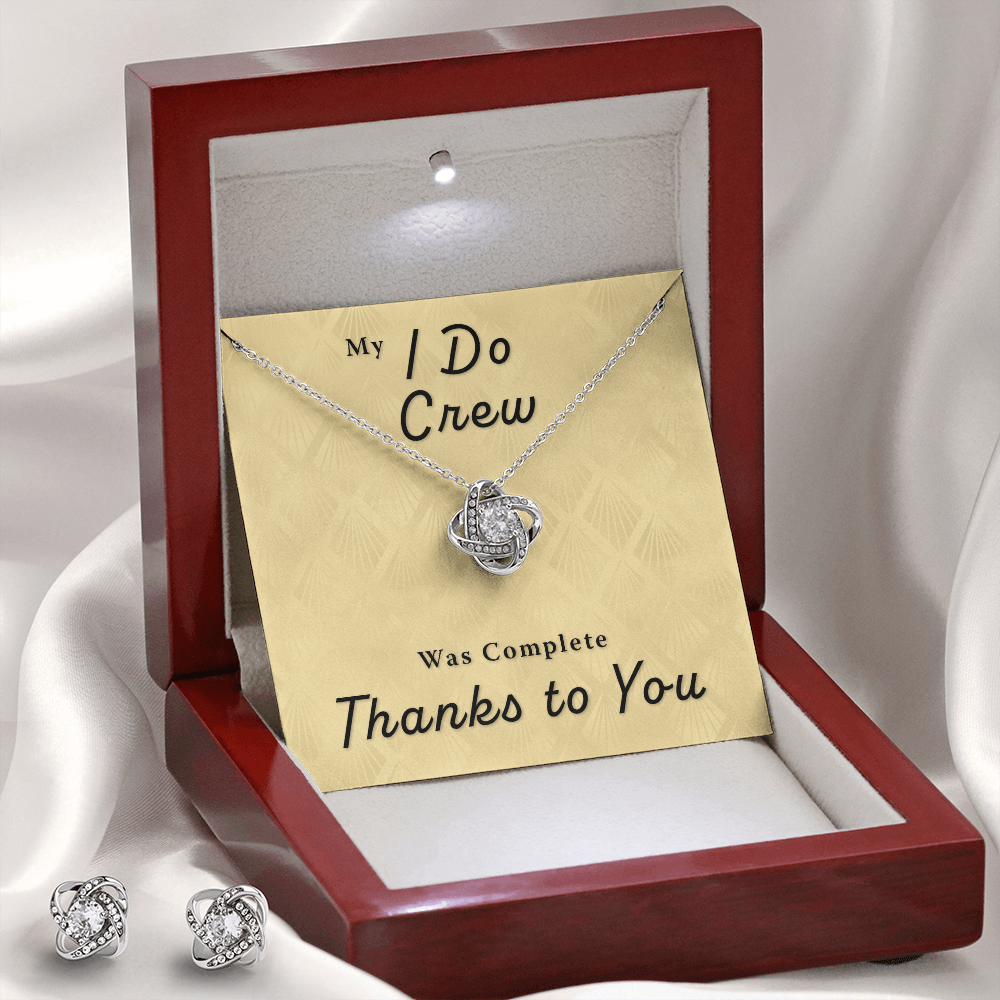 Bridesmaid|MOH Thank You Gift - Bridal Party Love Knot Necklace & Earring Set