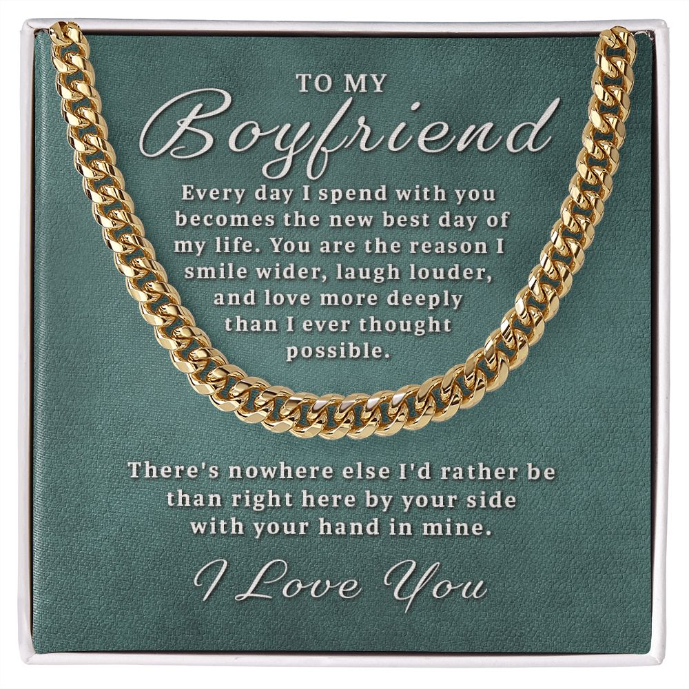 Gift for Boyfriend - Best Day of Life Cuban Link Chain