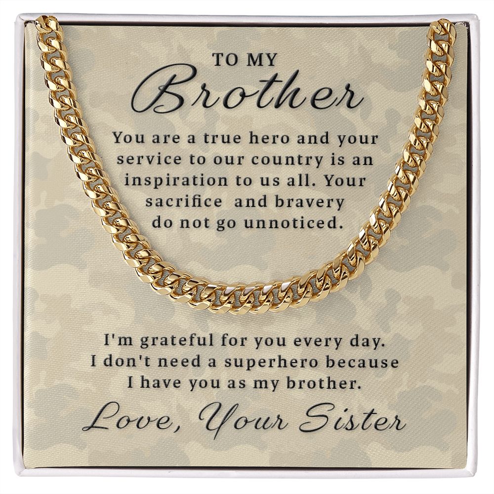 Gift for Military Brother - True Hero Cuban Link Chain