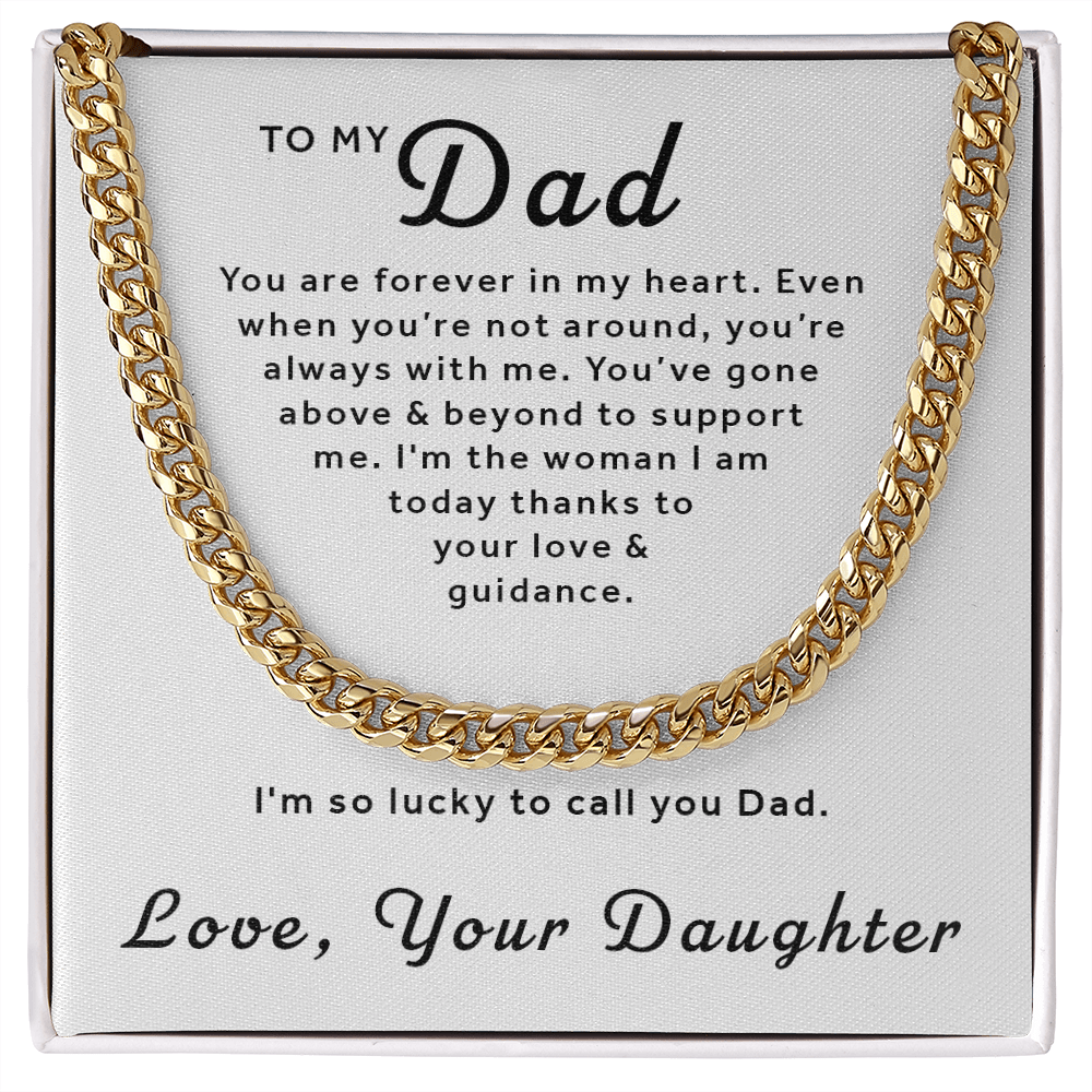 Gift For Dad From Daughter - Lucky to Call You Dad Cuban Link Chain Necklace