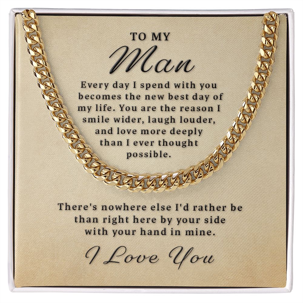 Gift for My Man - Best Day of Life Cuban Link Chain