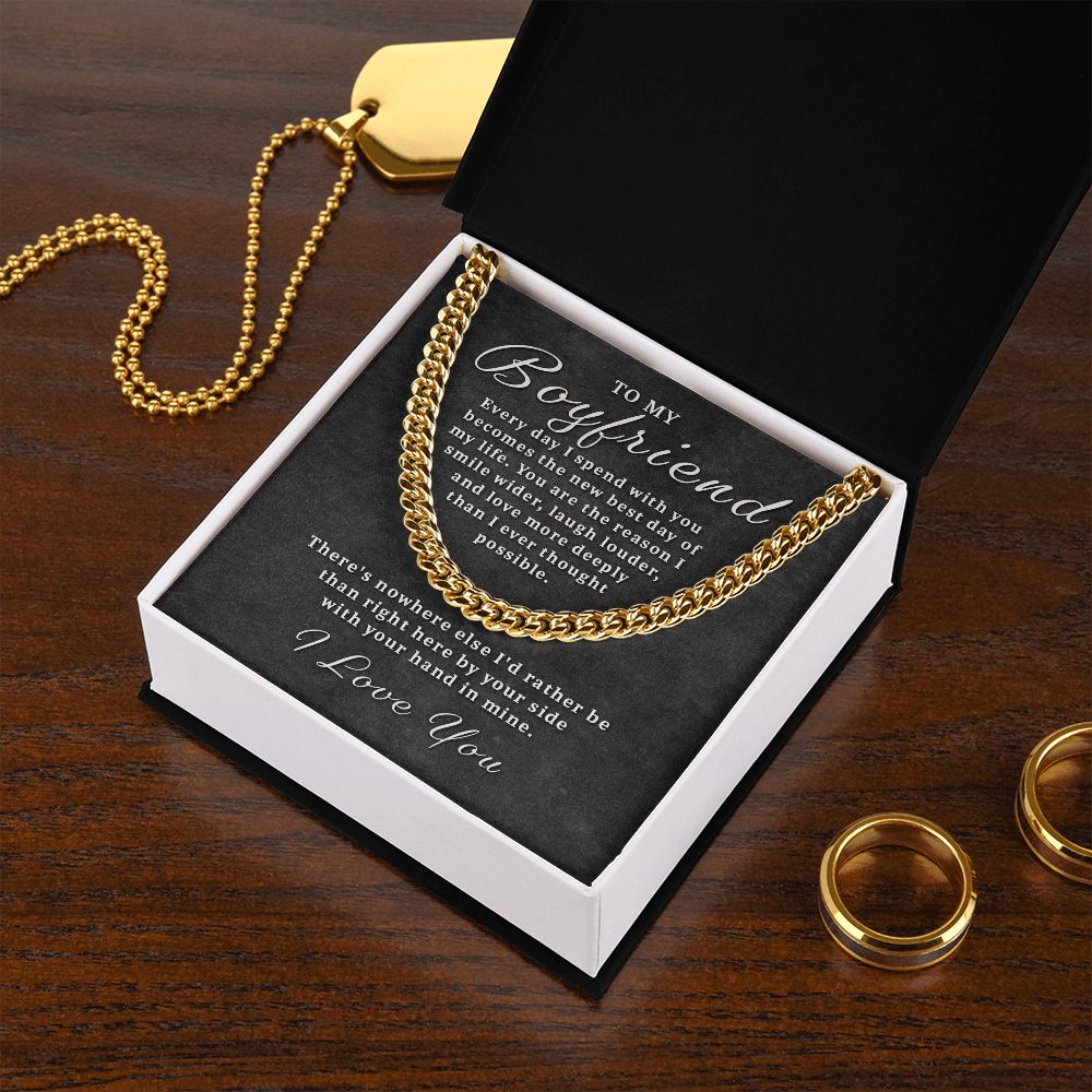 Gift for Boyfriend - Best Day of Life Cuban Link Chain