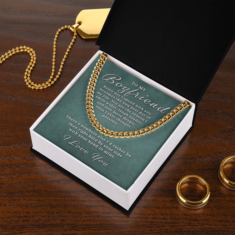 Gift for Boyfriend - Best Day of Life Cuban Link Chain